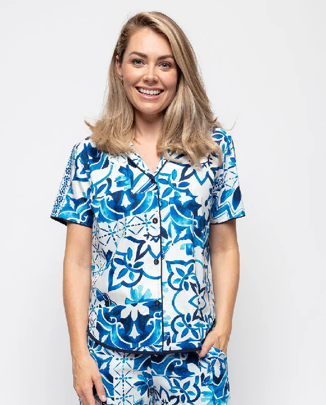 Marie Tile Print Pyjama Top