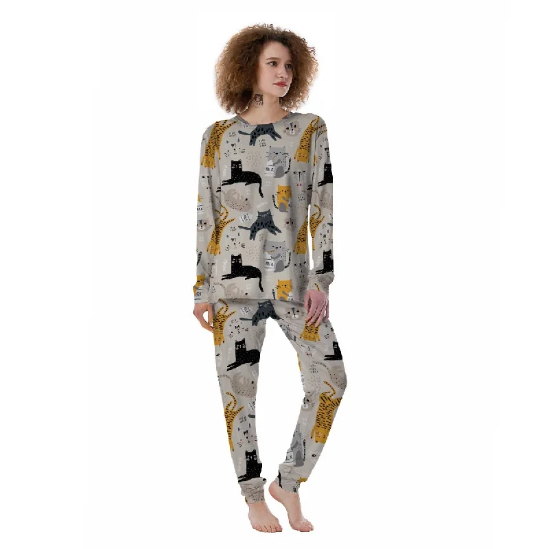 Meow Cat Print Women's Pajamas