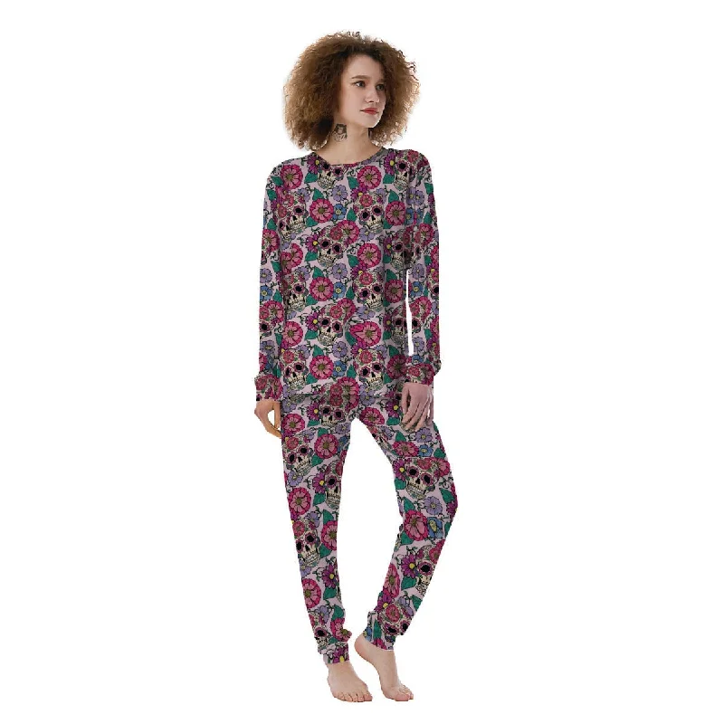 Pink Sugar Skull Floral Women's Pajamas