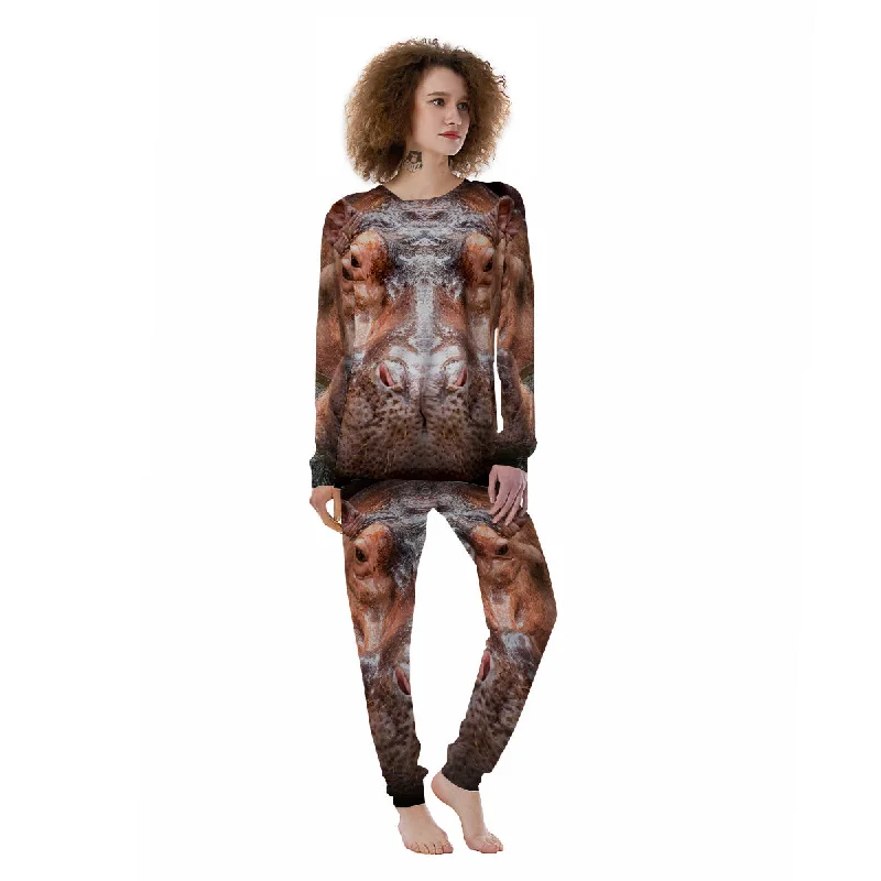 Portrait Hippo Print Women's Pajamas