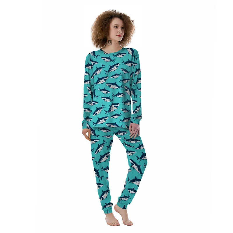 Shark Blue Print Pattern Women's Pajamas