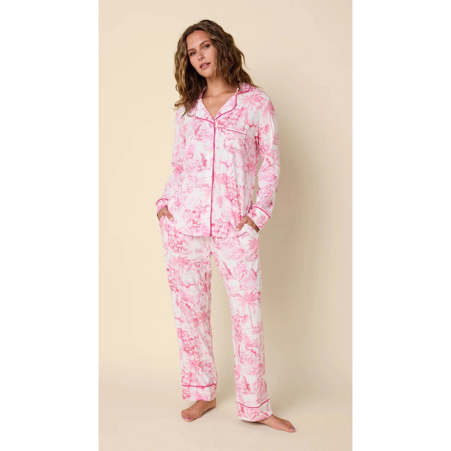 The Cat's Palm Grove Toile Pima Long Sleeve Pajama Set