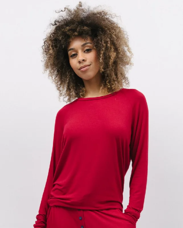 Red Slouch Jersey Pyjama Top