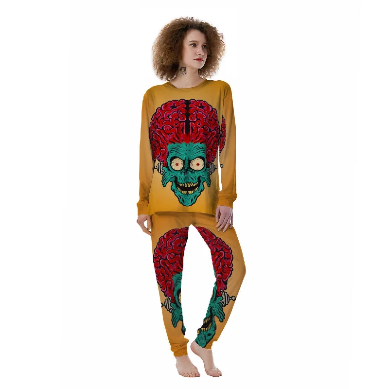 Zombie Big Brain Print Women's Pajamas