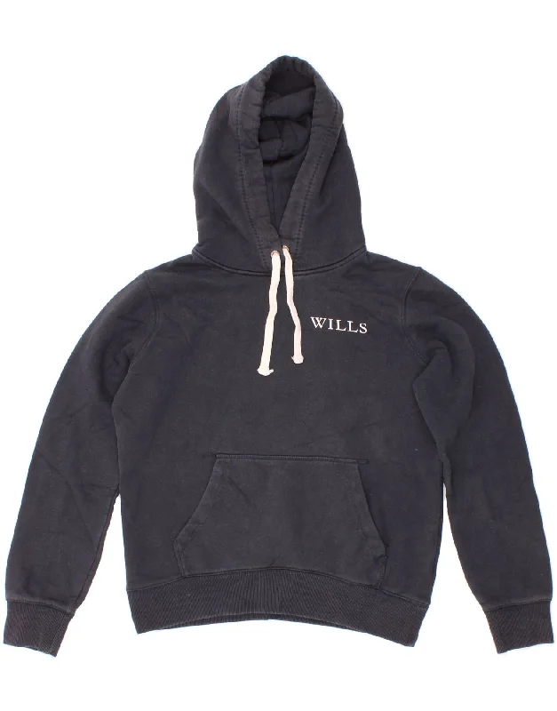 JACK WILLS Womens Oversized Hoodie Jumper UK 10 Small  Navy Blue Cotton