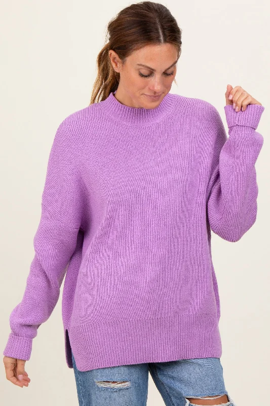 Lavender Mock Neck Basic Sweater