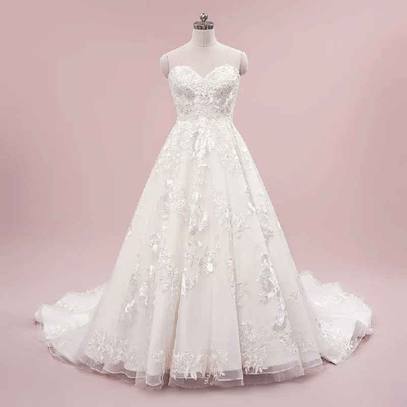 Luxurious Strapless Lace Ball Gown Wedding Dress | LAUREENA