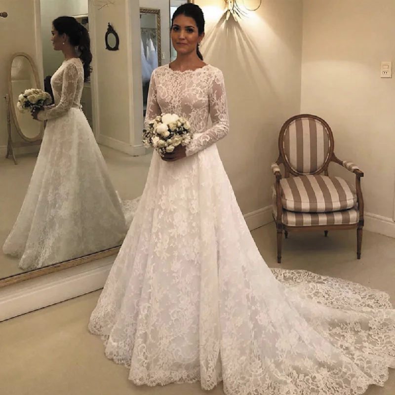 vestido de noiva lace wedding dresses 2020 long sleeve appliqué elegant vintage cheap bridal dresses