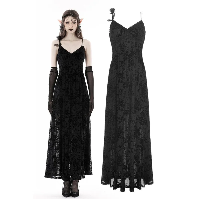 Women's Gothic Plunging Floral Slip Wedding Dress