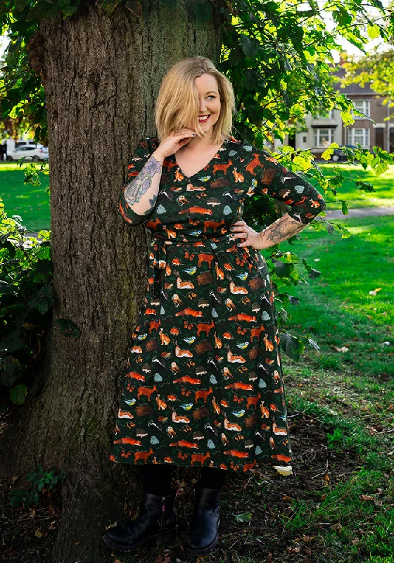 Saxon Wildlife Print Midi Dress