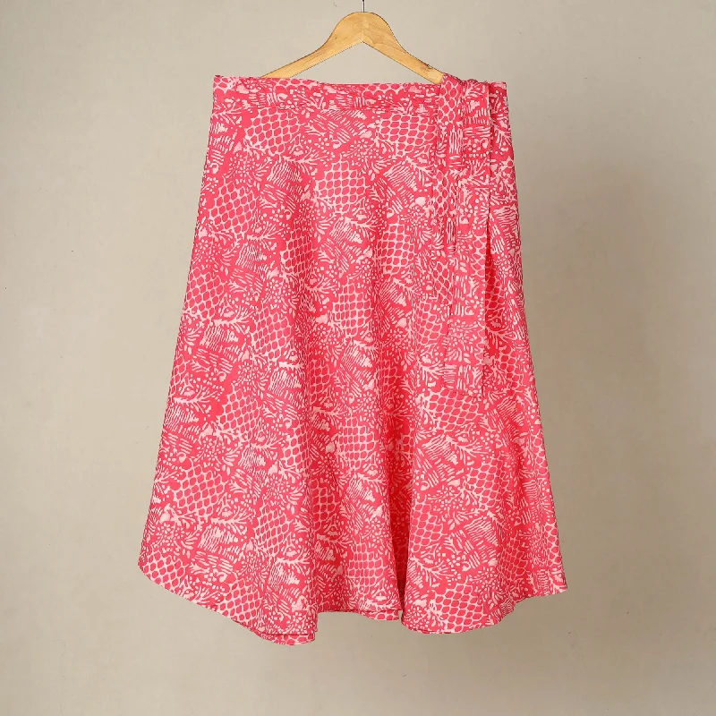 Pink - Hand Batik Printed Wrap Around Skirt for Women 04