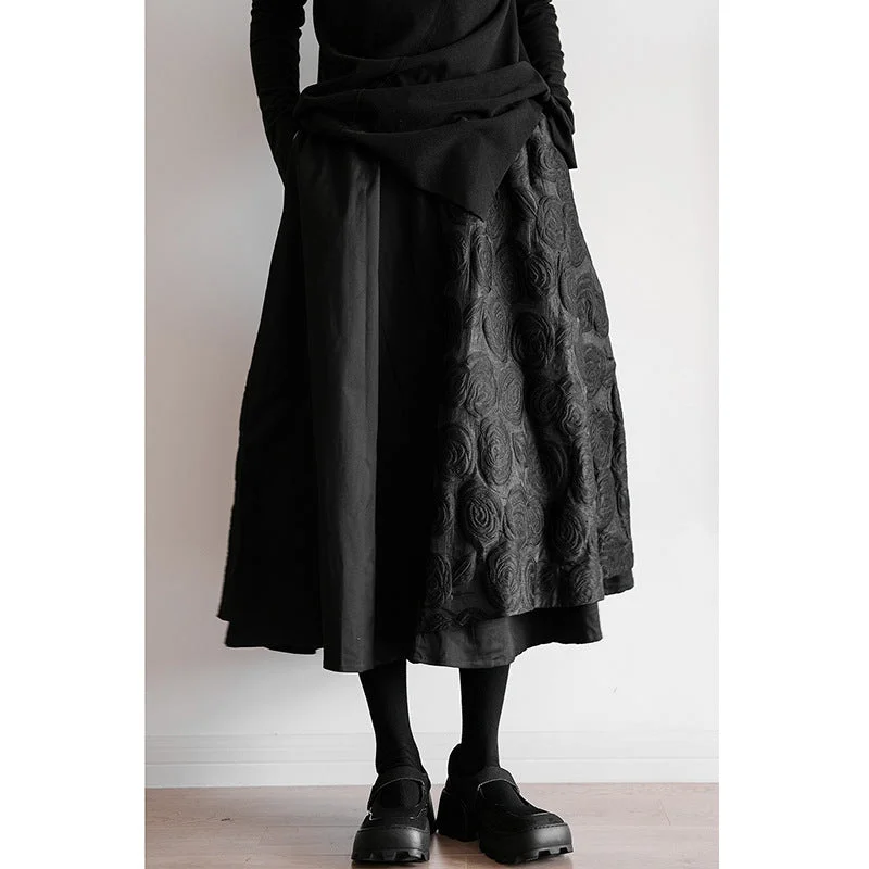 Dark Jacquard Double Panel Skirt