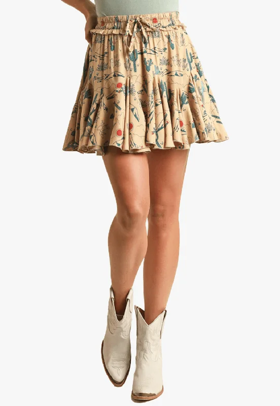 Rock and Roll Womens Desert Godet Skirt