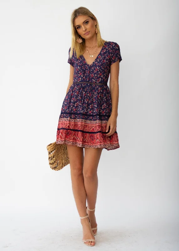 Evie Swing Dress - Navy Floral