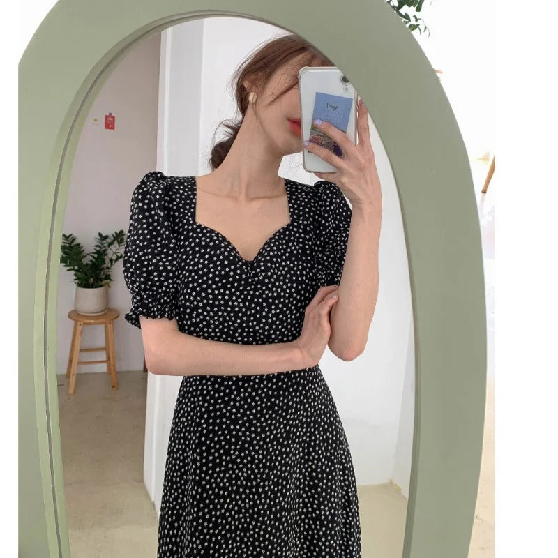 Julia Fashion - Vintage Square Collar Women Dress