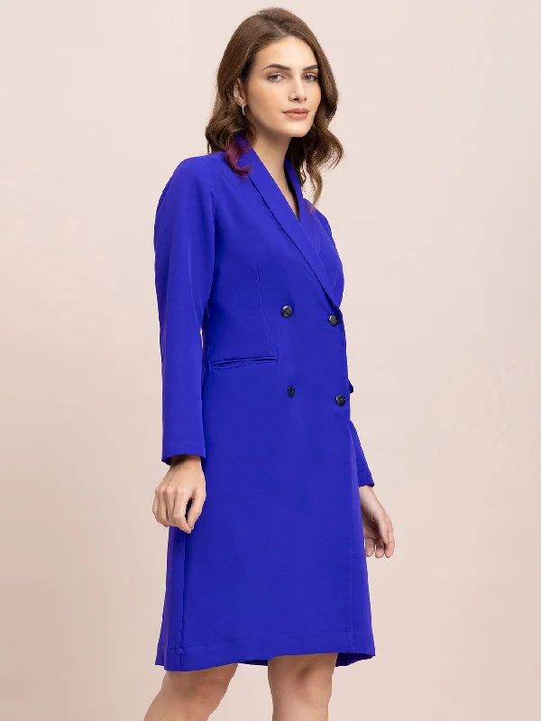 A Line Blazer Dress - Royal Blue