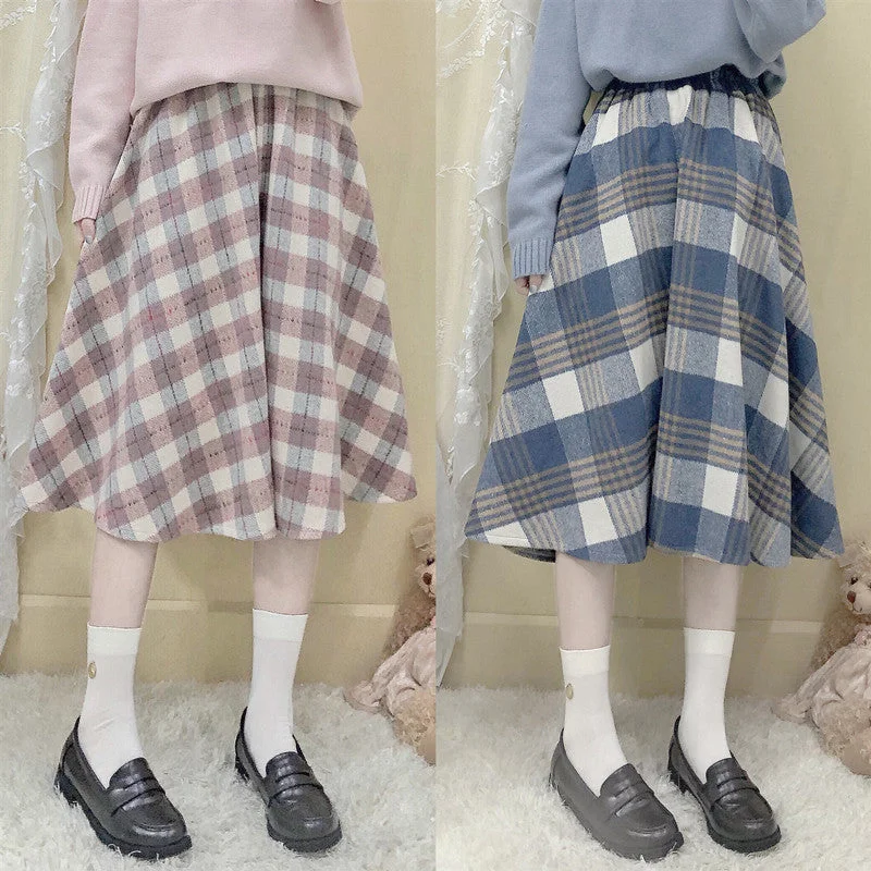 All-match plaid long skirt YV43464