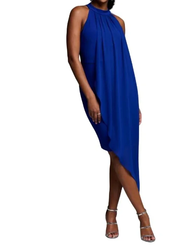 Asymmetrical Pleated Dress In Royal Sapphire | Royal Sapphire