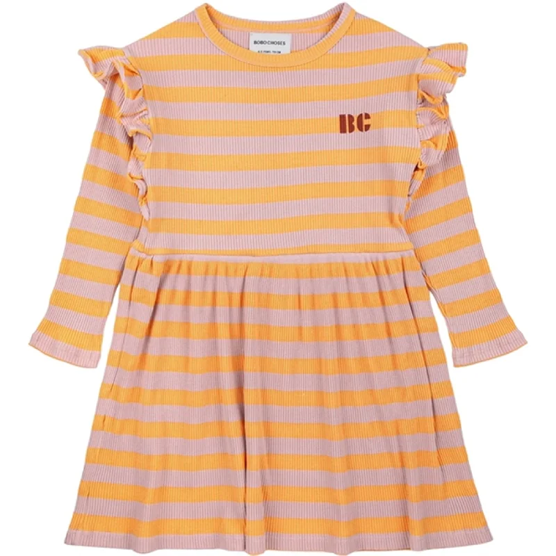 Bobo Choses Curry Horizontal Stripes Ruffles Dress