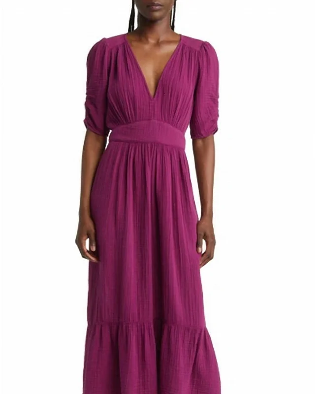 Brinley Cotton Gauze Dress In Plum | Plum