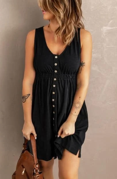 Button Down Hidden Pocket Dress