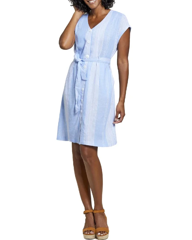 Button Front Cap Sleeve Dress In Blue Bazr | Blue Bazr