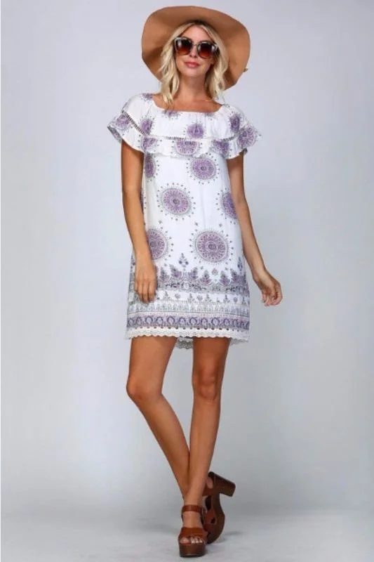 Mandala Medallion Sun Dress - Ivory