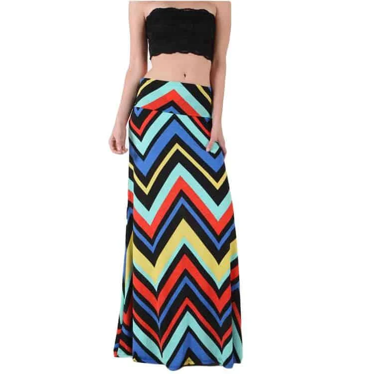 Chevron Print Maxi Skirt