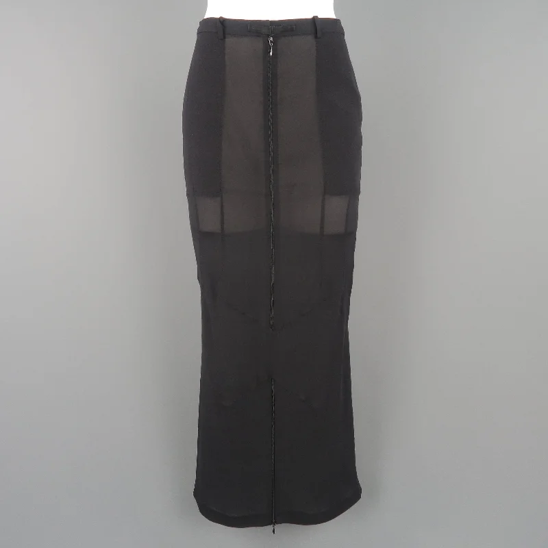 DOLCE & GABBANA Size S Black Stretch Chiffon Zip Long Fishtail Skirt