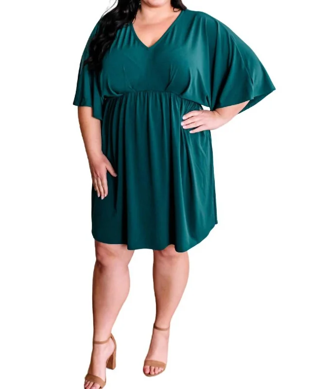 Dolman Sleeve Stretchy Dress In Hunter Green | Hunter Green