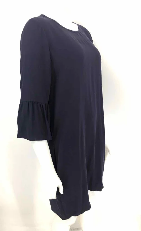 EILEEN FISHER Navy Silk 3/4 Sleeve Size X-SMALL Dress