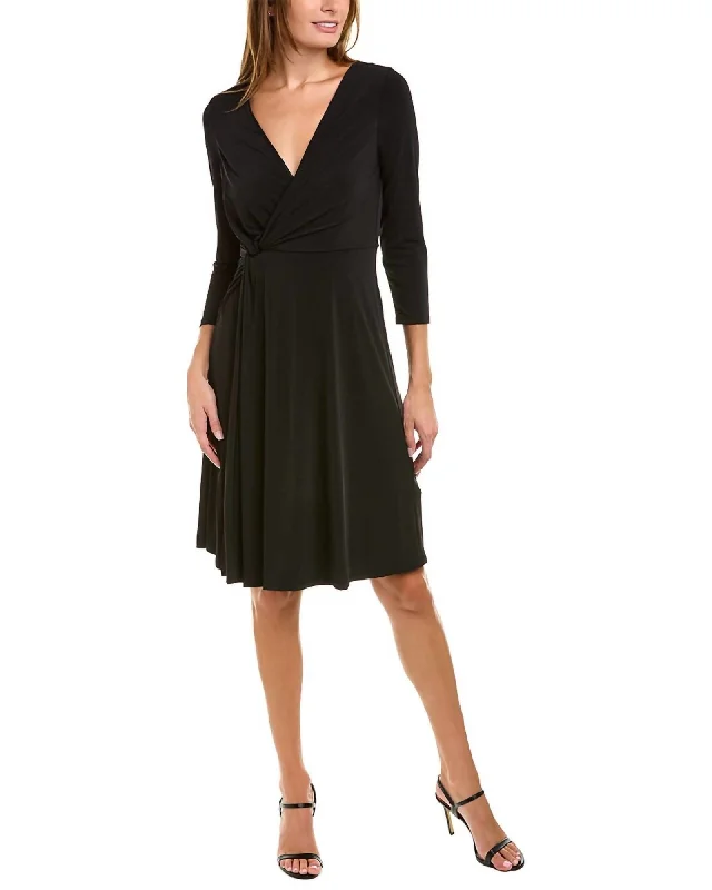 Faux Wrap Dress In Black | Black