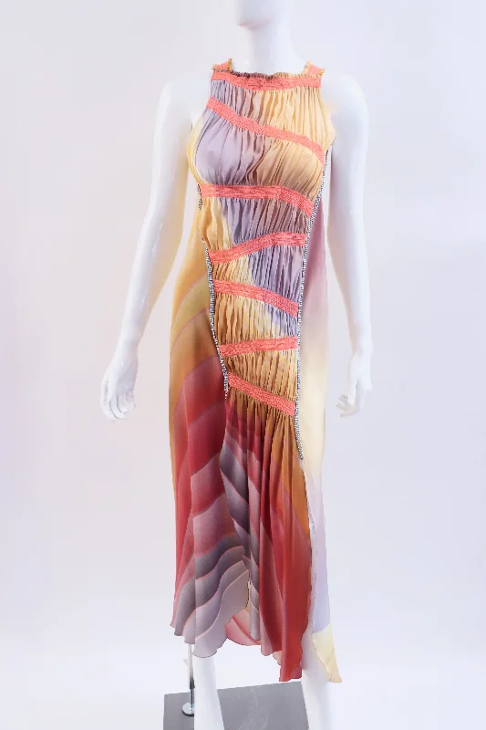 FENDI Pastel Rainbow Silk Dress