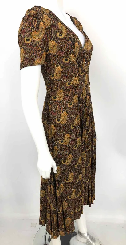 FREE PEOPLE Brown Olive Paisley Size 4  (S) Dress