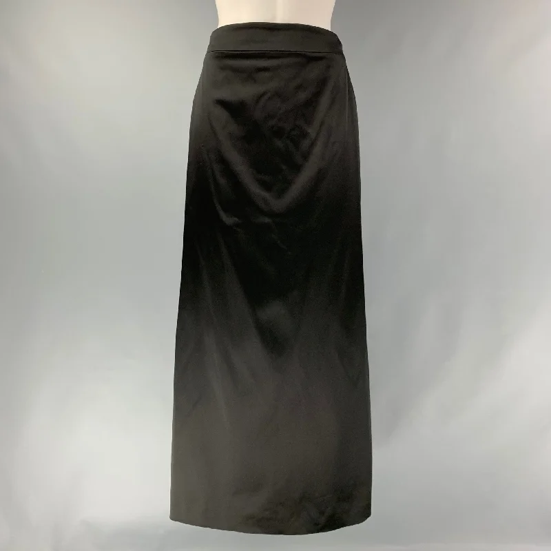 JIL SANDER Size 6 Black Acetate Blend Solid Evening Long Skirt