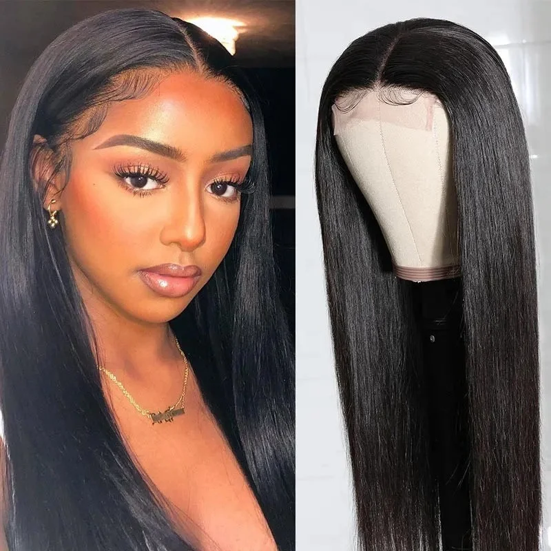 Lace middle parted long straight wig yv32058