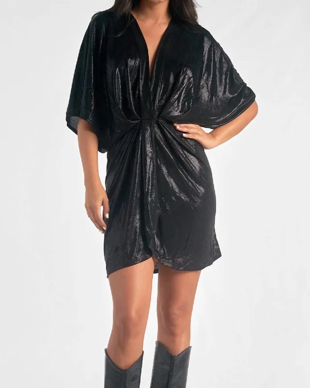 Liquid Metal Dolman Sleeve Dress In Black | Black