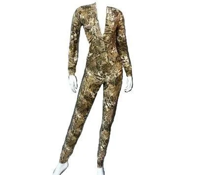 Long Sleeve Leopard Print jumpsuit catsuit