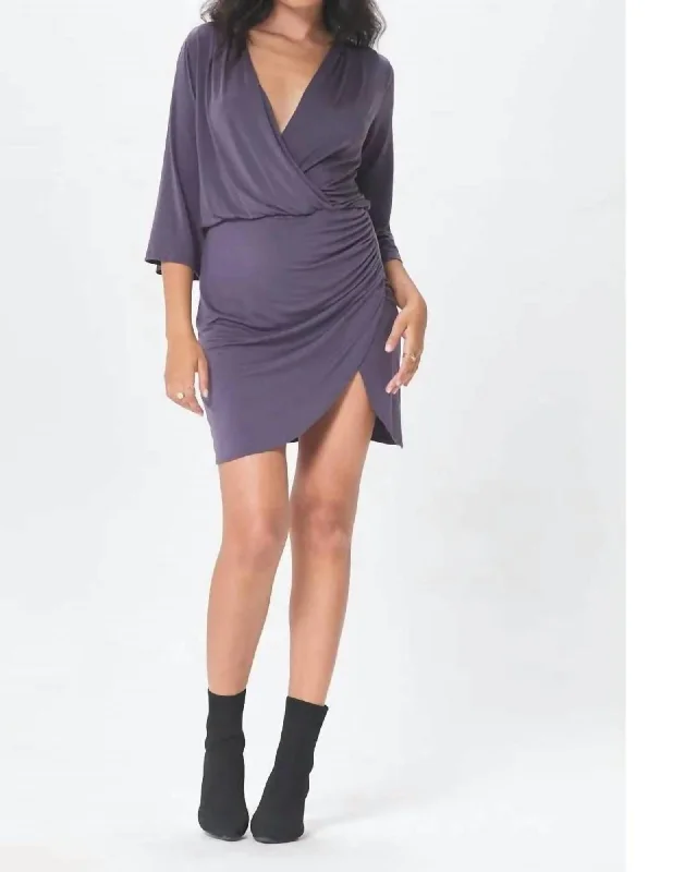 Lumi Wrap Front Dress In Grey | Grey