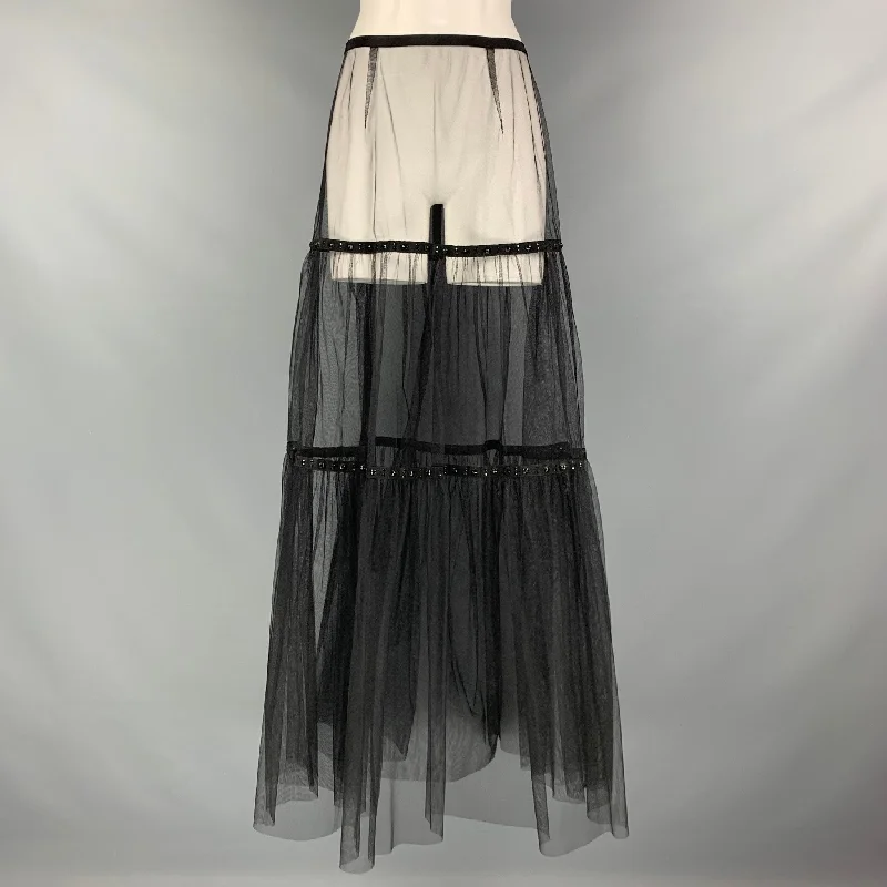 MARC JACOBS Size M Black Tulle See Through Maxi Skirt