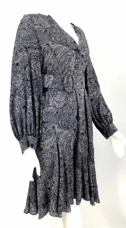 MICHAEL KORS Gray Black & White Silk Made in Italy w/belt Size 8  (M) Dress