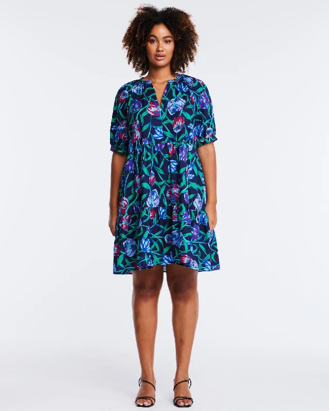 Nautical Flower Dress | Navy/Green