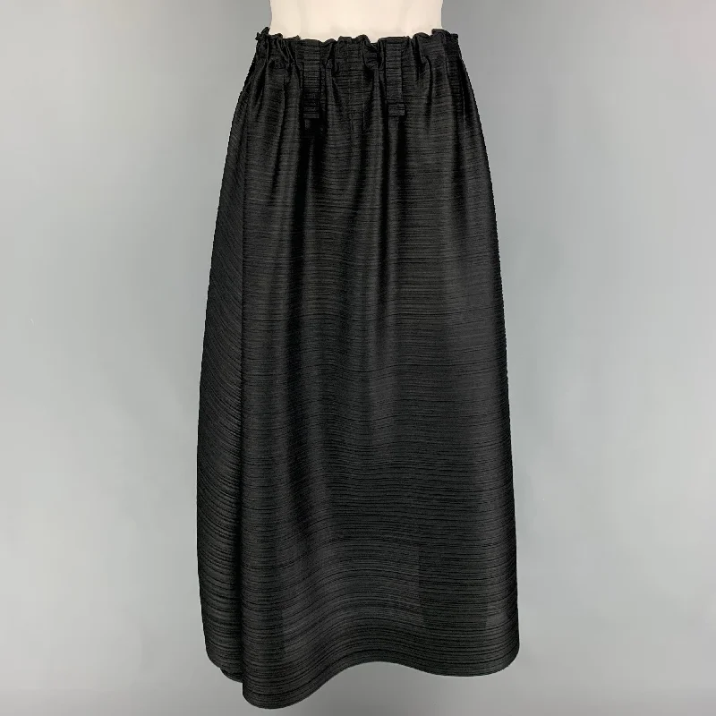 PLEATS PLEASE by ISSEY MIYAKE Size XL Black Polyester Pleated Long Skirt