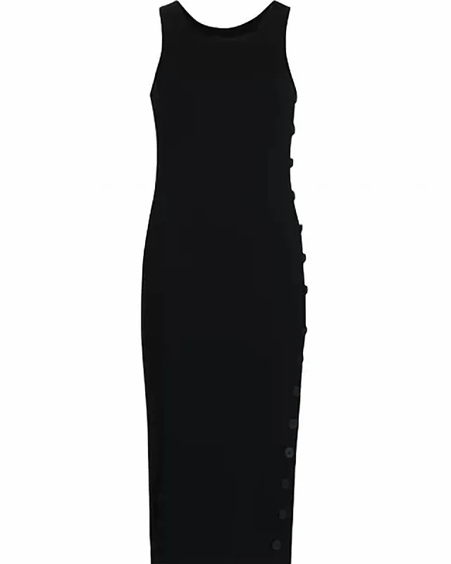 Raveena Racerback Slit Dress In Black | Black