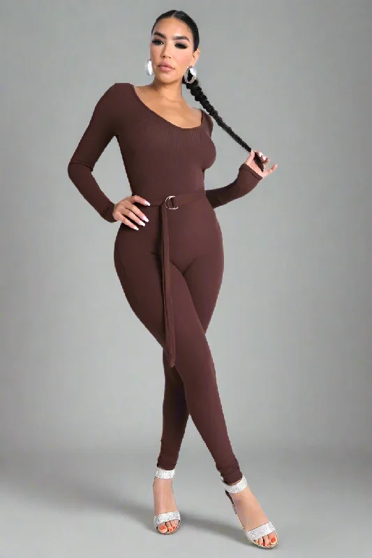 Ribbed Long Sleeve Jumpsuit