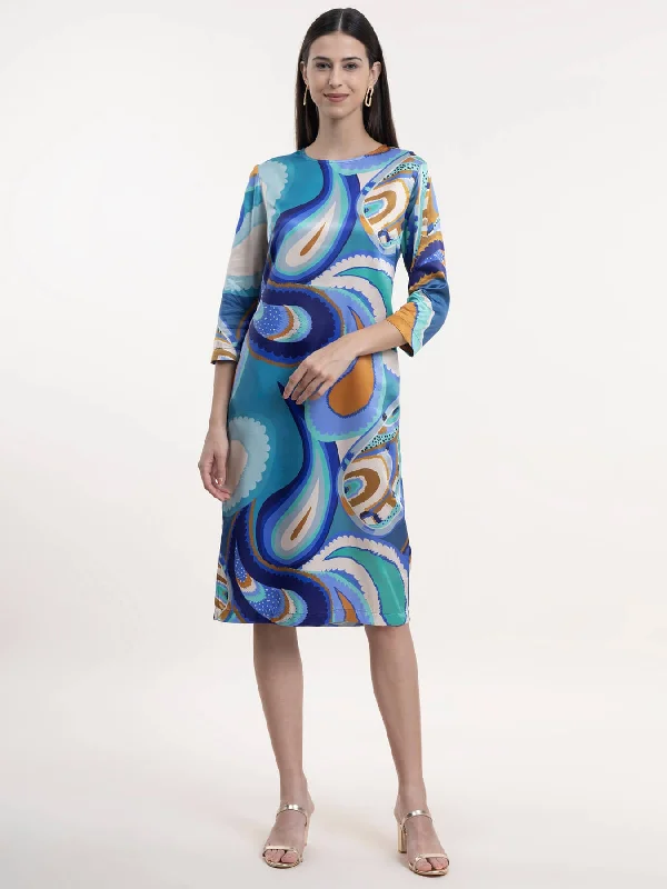 Satin Shift Dress - Multicolor