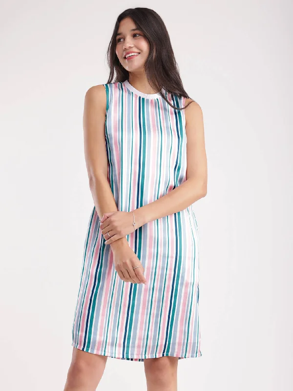 Satin Shift Dress - Multicolour