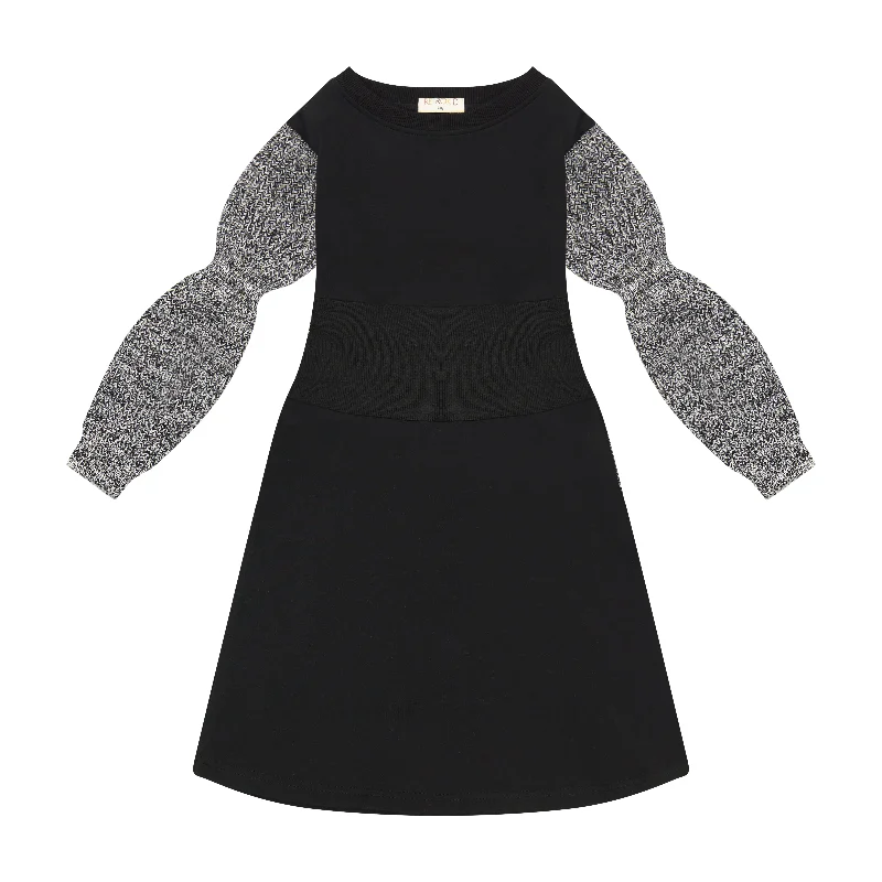 Scuba knit black waisted dress by Retro Kid