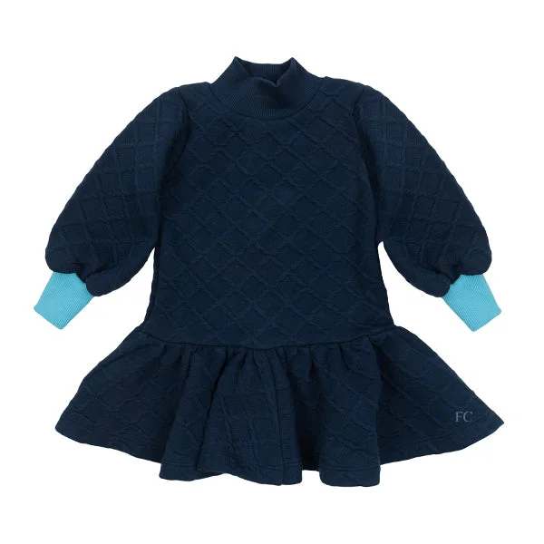 Shoot from the hip navy jacquard dress by The Middle Daughter