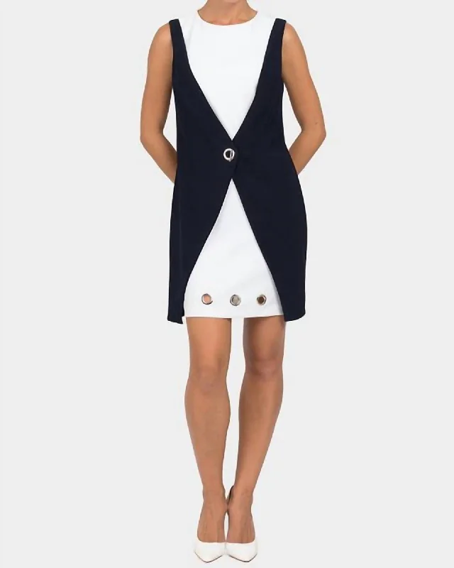 Tunic Dress In Navy/White | Navy/White